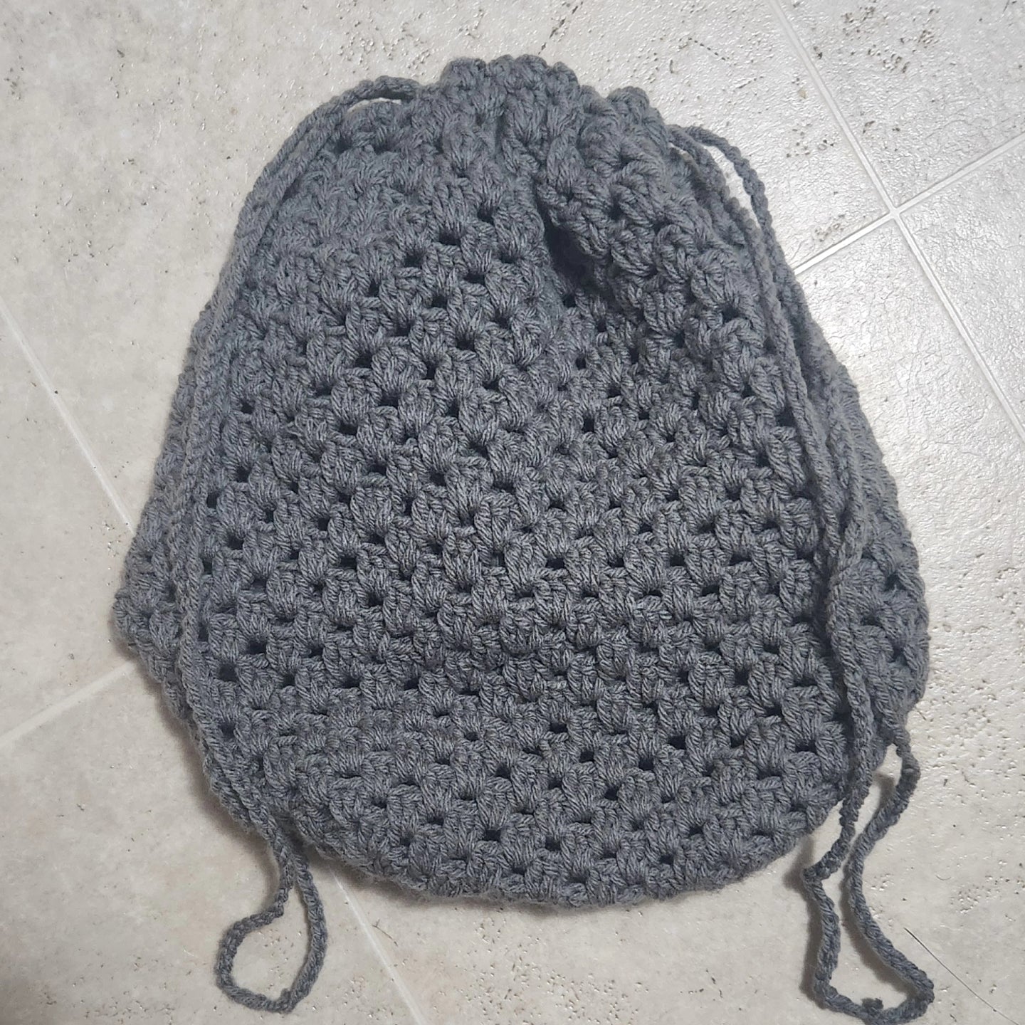 Granny square aquare drawstring bag